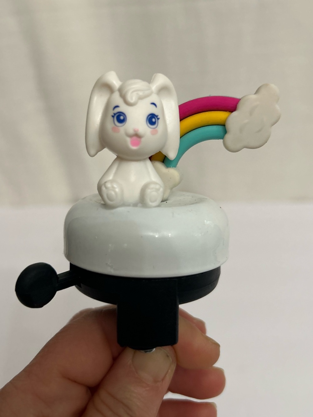 Bike‎ Bell NWT With Upcycled Cutie Bunny Rabbit and Rainbow Toy